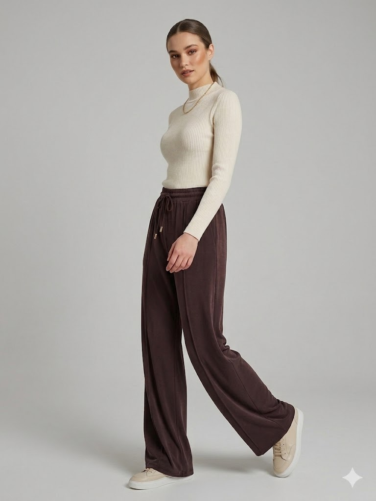 DOSSO DOSSİ Bol Paça Pantolon 26006 - kahve