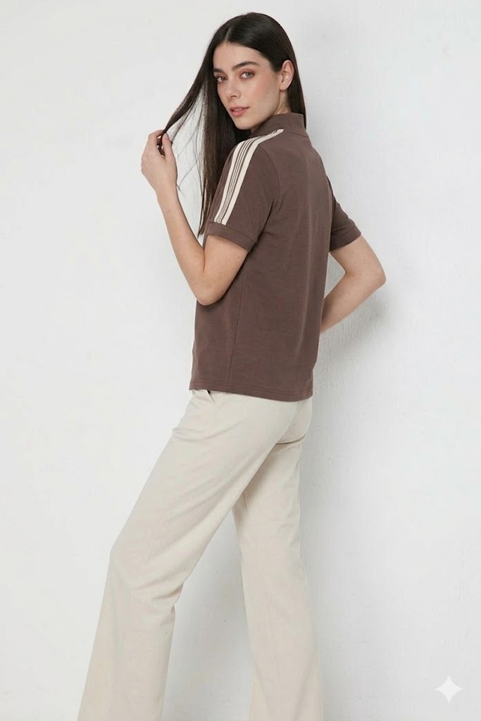 ON TRİKO Fermuar Detaylı T-shirt 76335 - kahve
