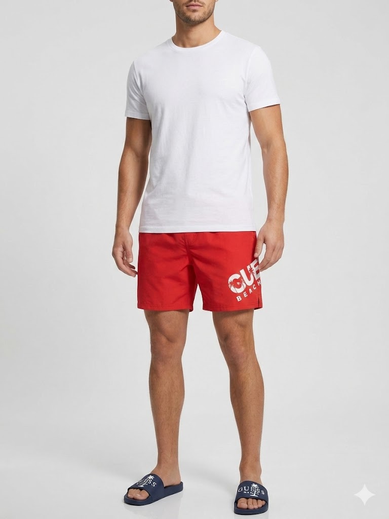 GUESS Beach Erkek Deniz Şortu Mayo F5GT27WG2E2 - KIRMIZI