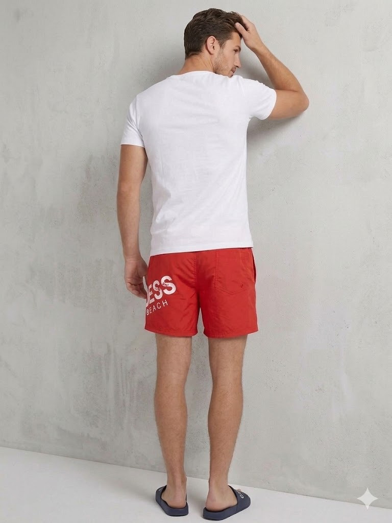 GUESS Beach Erkek Deniz Şortu Mayo F5GT27WG2E2 - KIRMIZI