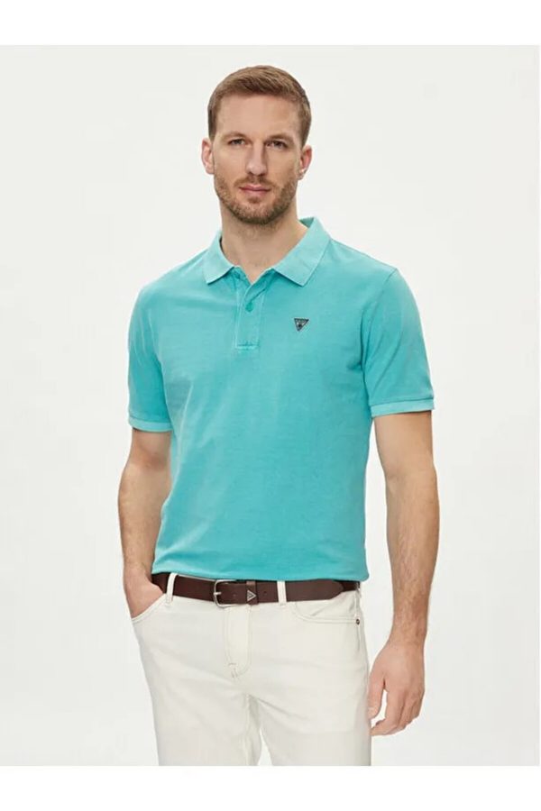 GUESS Erkek Polo Yaka Pike Pamuklu Kısa Kollu T-Shirt F3GP00K9WF1