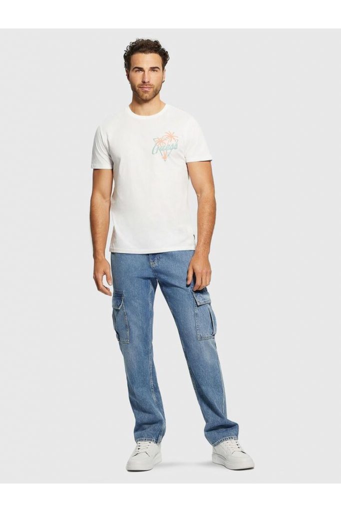 GUESS Desenli T-Shirt M4GI46K9RM1 - Beyaz