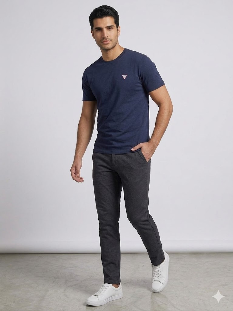 GUESS Üçgen Logolu T-Shirt M4YI46K8FQ4 - Lacivert