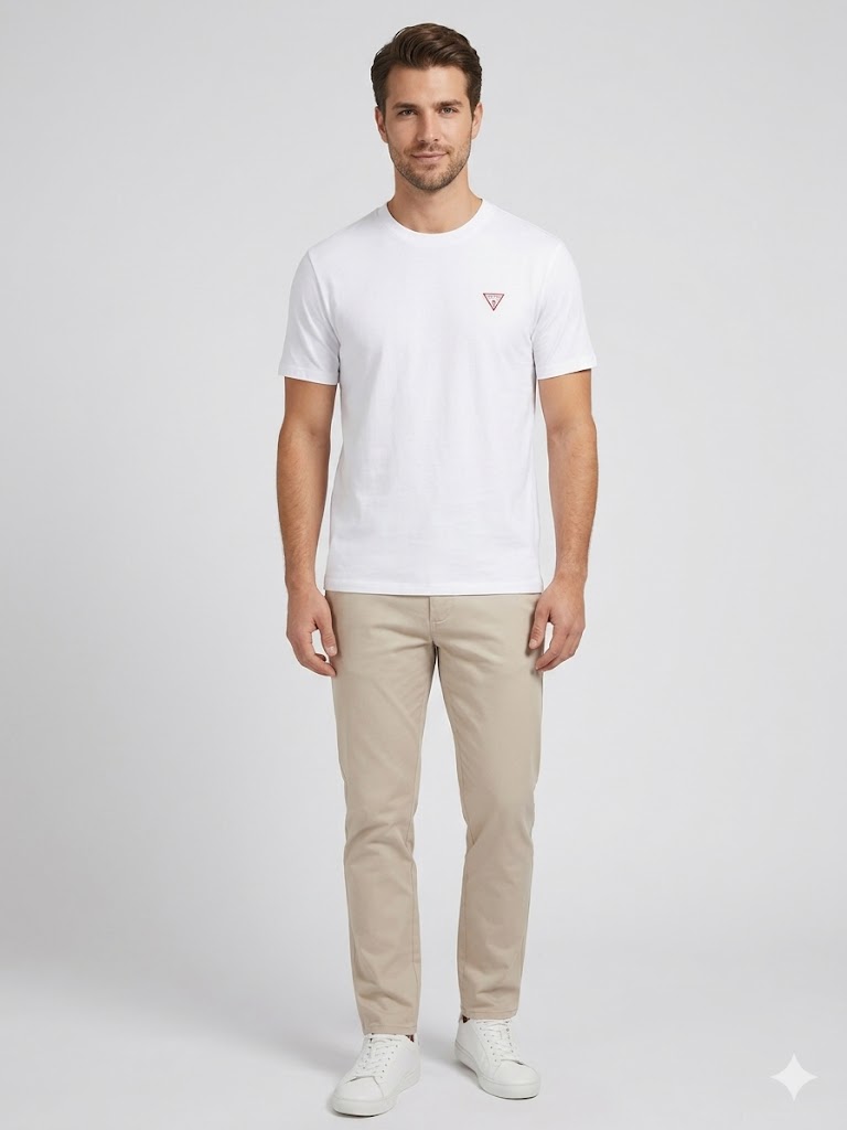 GUESS Üçgen Logolu T-Shirt M4YI46K8FQ4 - Beyaz