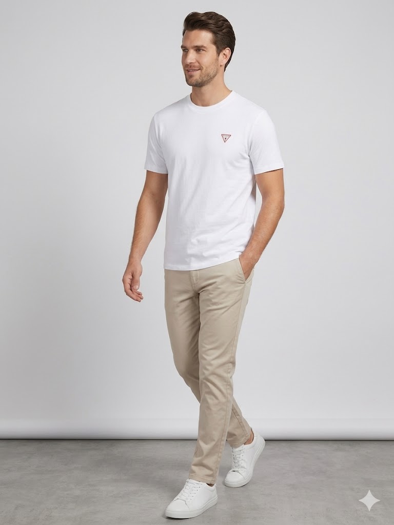 GUESS Üçgen Logolu T-Shirt M4YI46K8FQ4 - Beyaz
