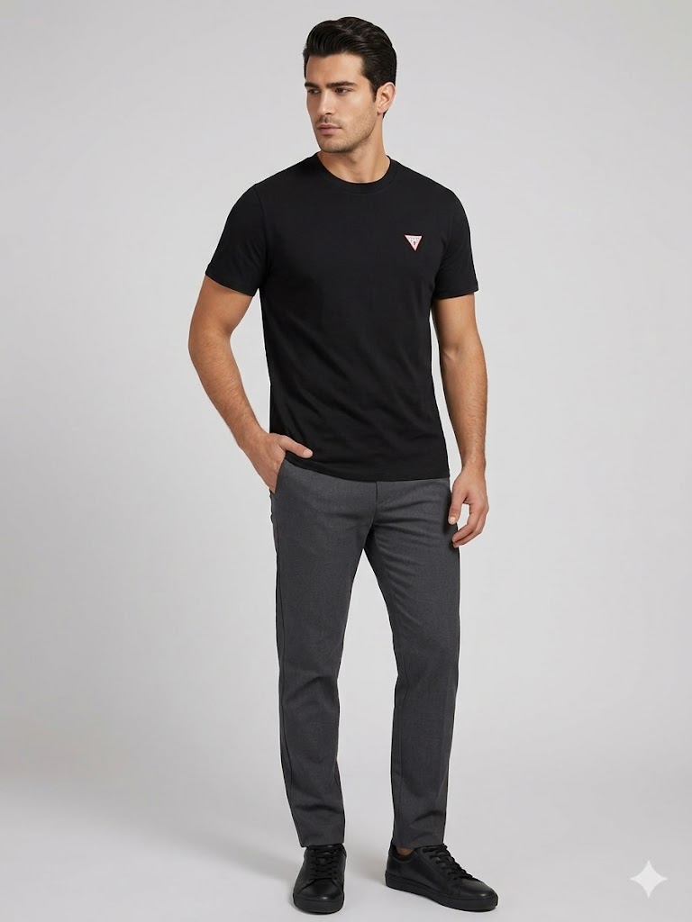 GUESS Üçgen Logolu T-Shirt M4YI46K8FQ4 - Siyah