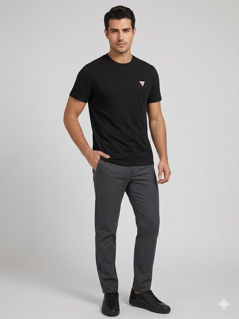 GUESS Üçgen Logolu T-Shirt M4YI46K8FQ4 - Siyah