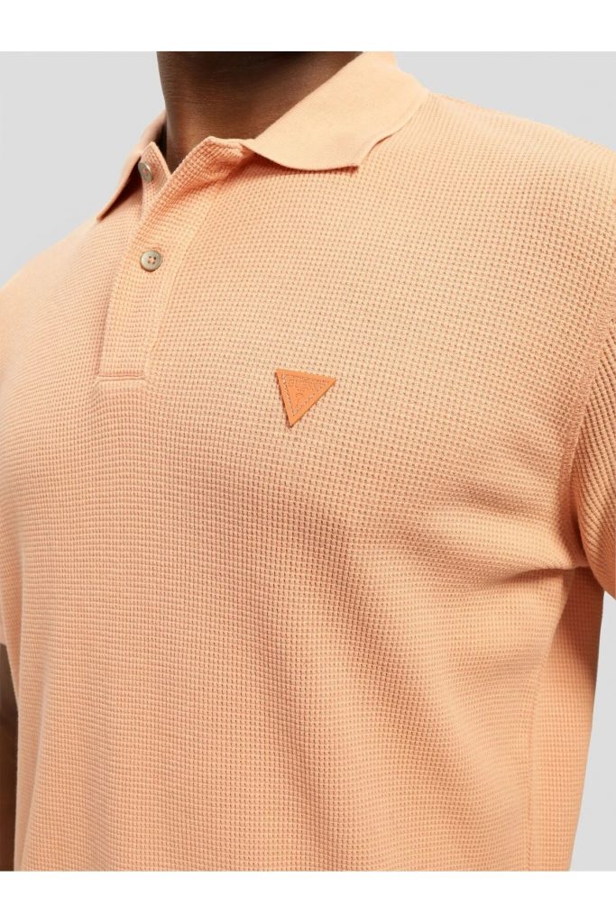 GUESS Erkek Somon Polo Yaka Dokulu Kısa Kollu Tişört M5GP05KCSG1 - turuncu