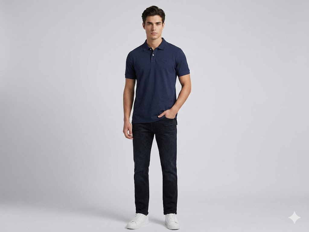 GUESS Erkek Polo Yaka Kısa Kollu Basic T-Shirt M6GP18K3086 - Lacivert