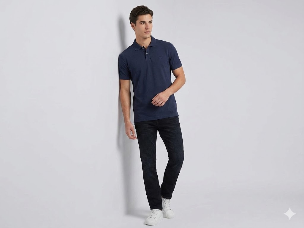 GUESS Erkek Polo Yaka Kısa Kollu Basic T-Shirt M6GP18K3086 - Lacivert