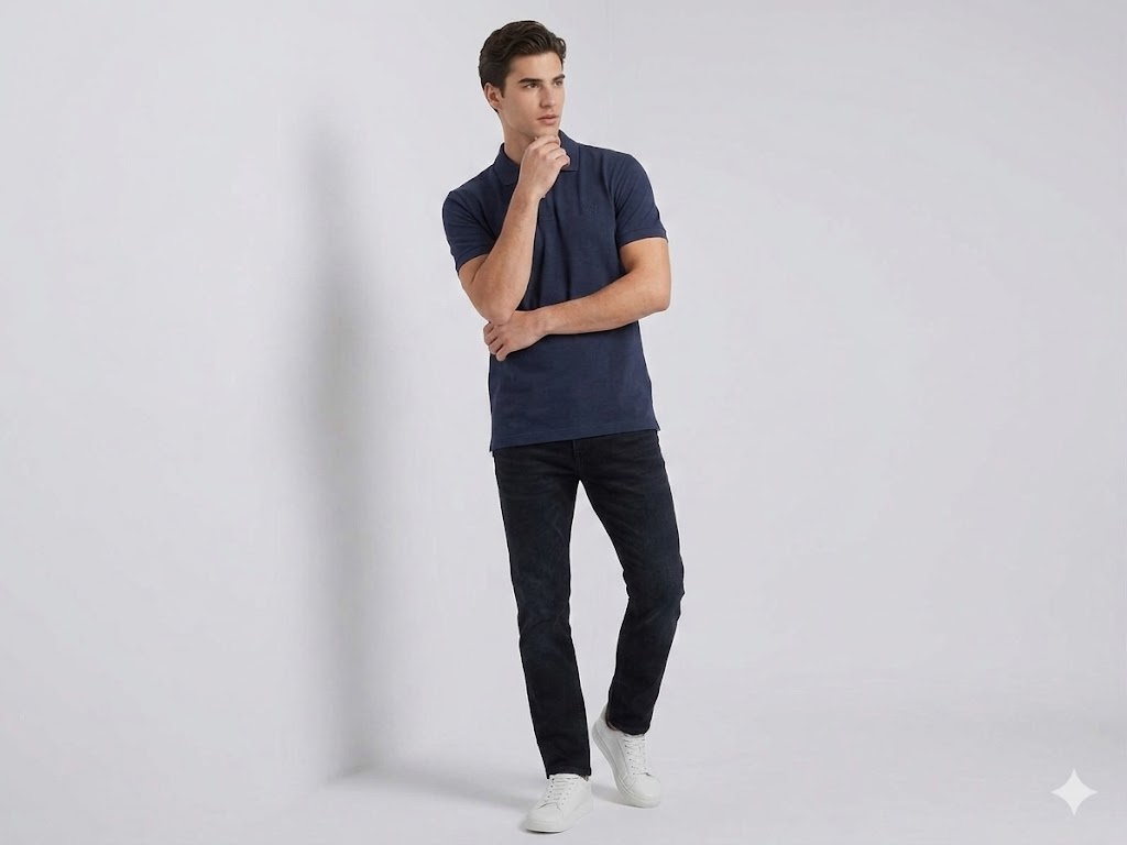 GUESS Erkek Polo Yaka Kısa Kollu Basic T-Shirt M6GP18K3086 - Lacivert
