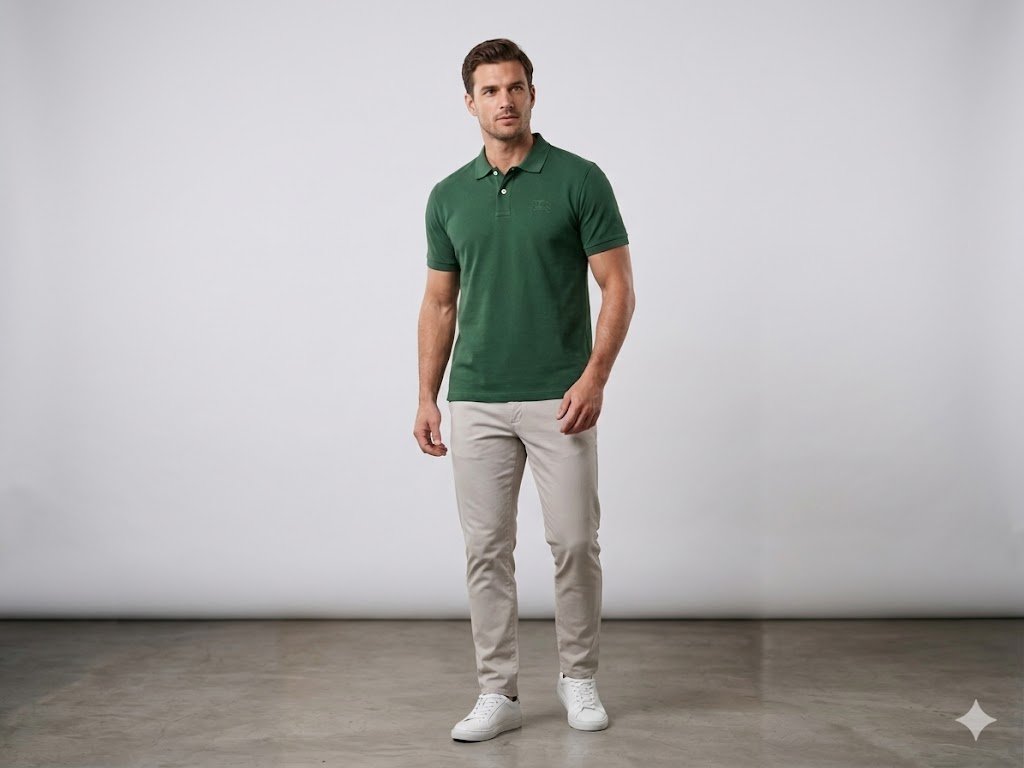 GUESS Erkek Polo Yaka Kısa Kollu Basic T-Shirt M6GP18K3086 - YEŞİL