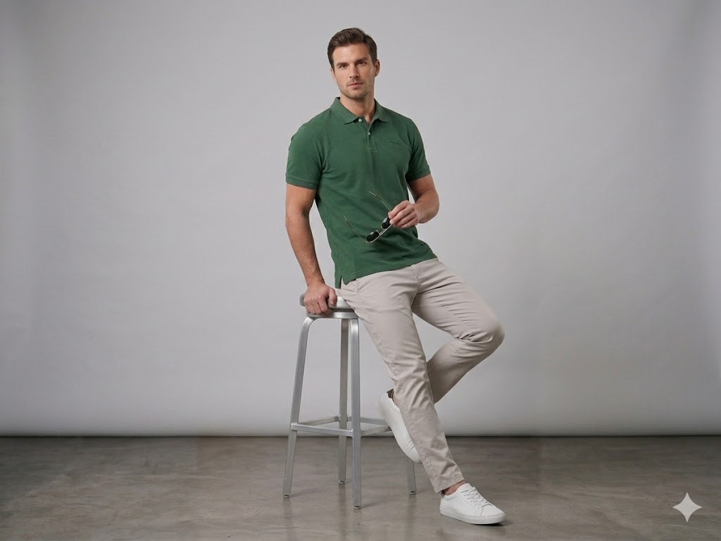 GUESS Erkek Polo Yaka Kısa Kollu Basic T-Shirt M6GP18K3086 - YEŞİL
