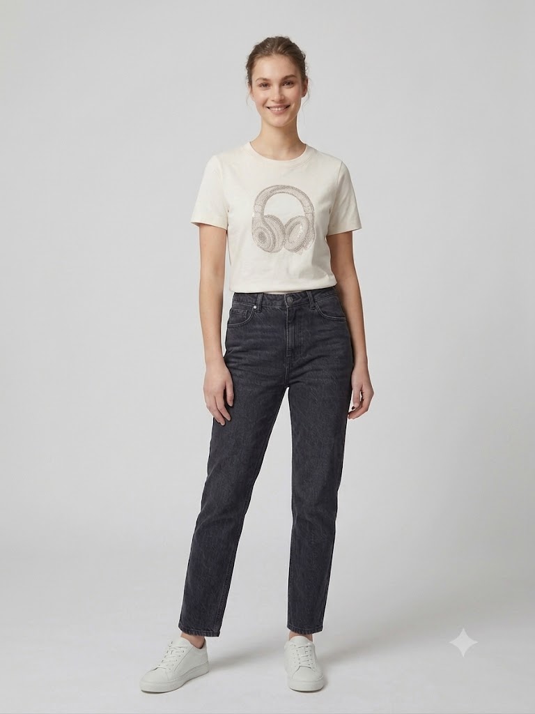 IT'S BASIC Bisiklet Yaka T-shirt  2139 - Beyaz