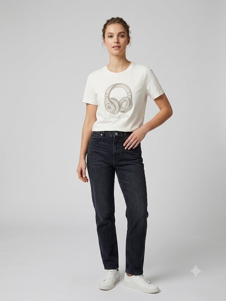 IT'S BASIC Bisiklet Yaka T-shirt  2139 - Beyaz