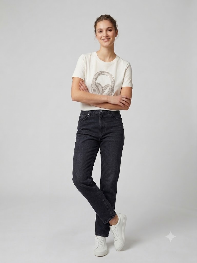 IT'S BASIC Bisiklet Yaka T-shirt  2139 - Beyaz