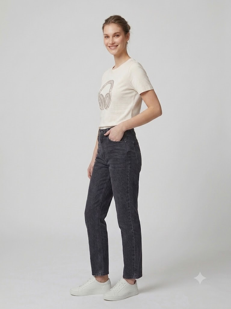 IT'S BASIC Bisiklet Yaka T-shirt  2139 - Beyaz