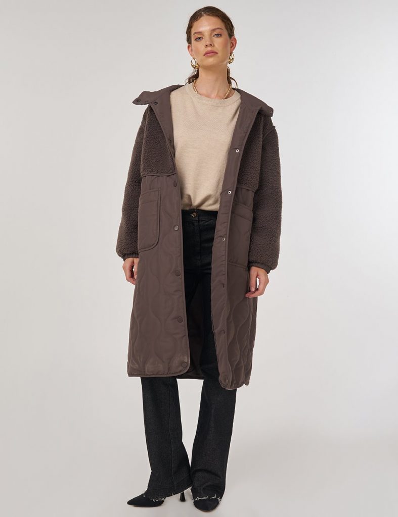 KAYRA Peluş Detaylı Anorak Mont 27352-26k - kahve