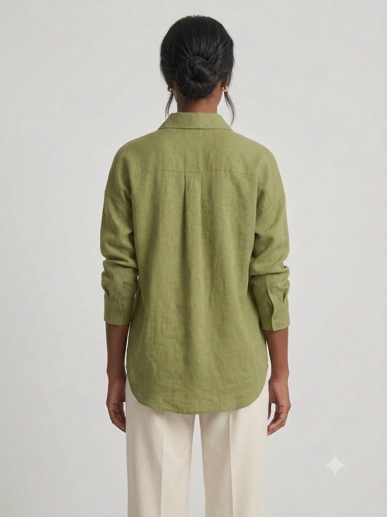 KAYRA Cepli Keten Tunik 21134 - MATCHA YEŞİLİ