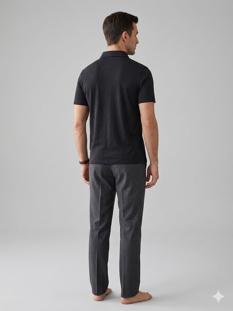 KİP Rahat Kalıp Kısa Kollu Likralı Örme Polo T-Shirt 10057 - Siyah