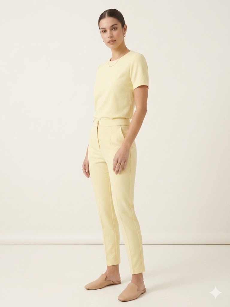 MODAİLGİ Arka Beli Lastikli Pantolon 45054 - SARI