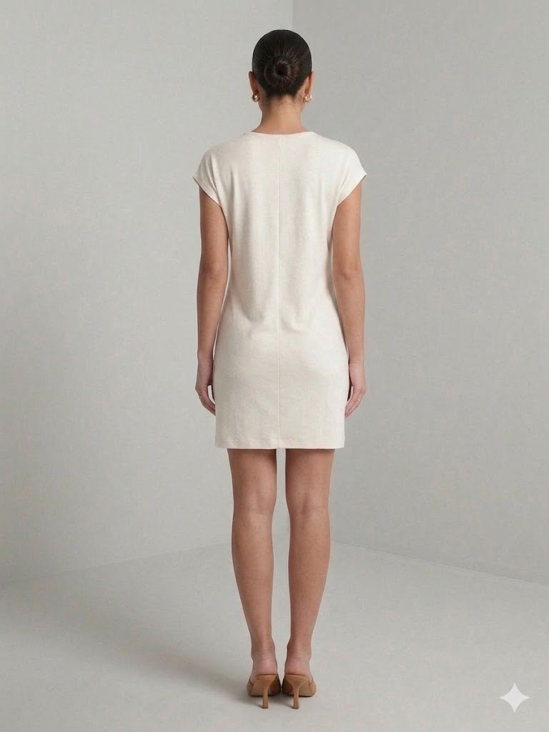ON TRİKO Kadın Bisiklet Yaka Basic Penye Tunik 71501 - EKRU