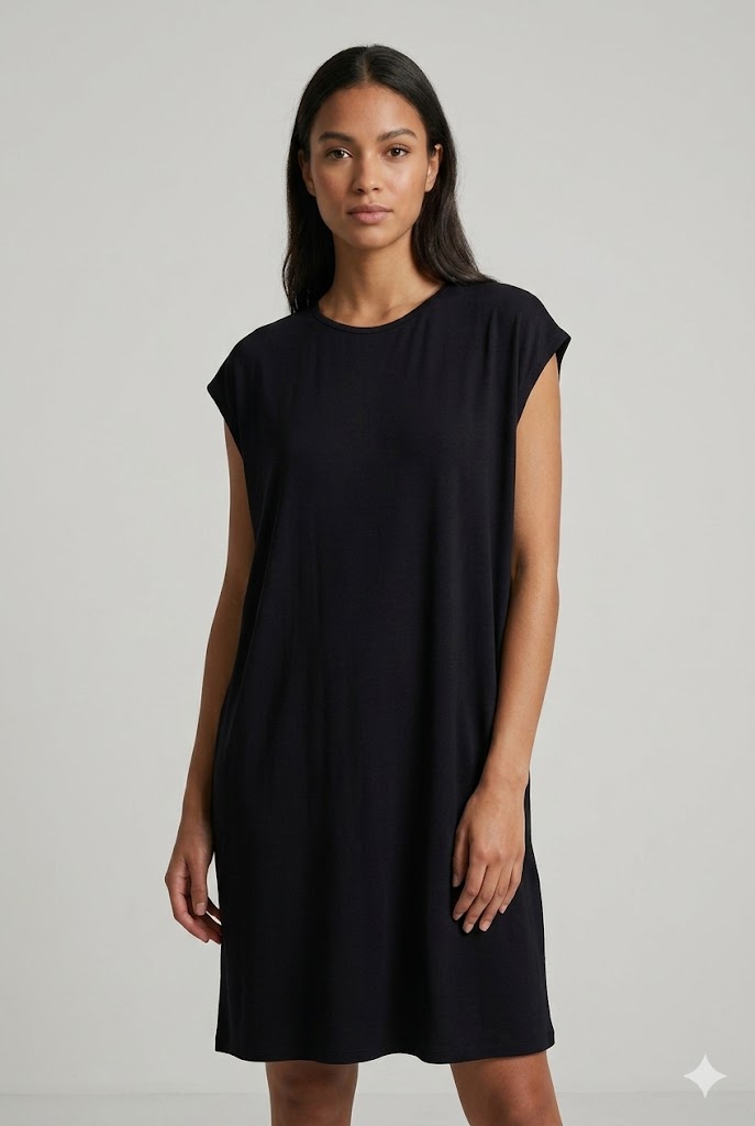 ON TRİKO Kadın Bisiklet Yaka Basic Penye Tunik 71501 - Siyah