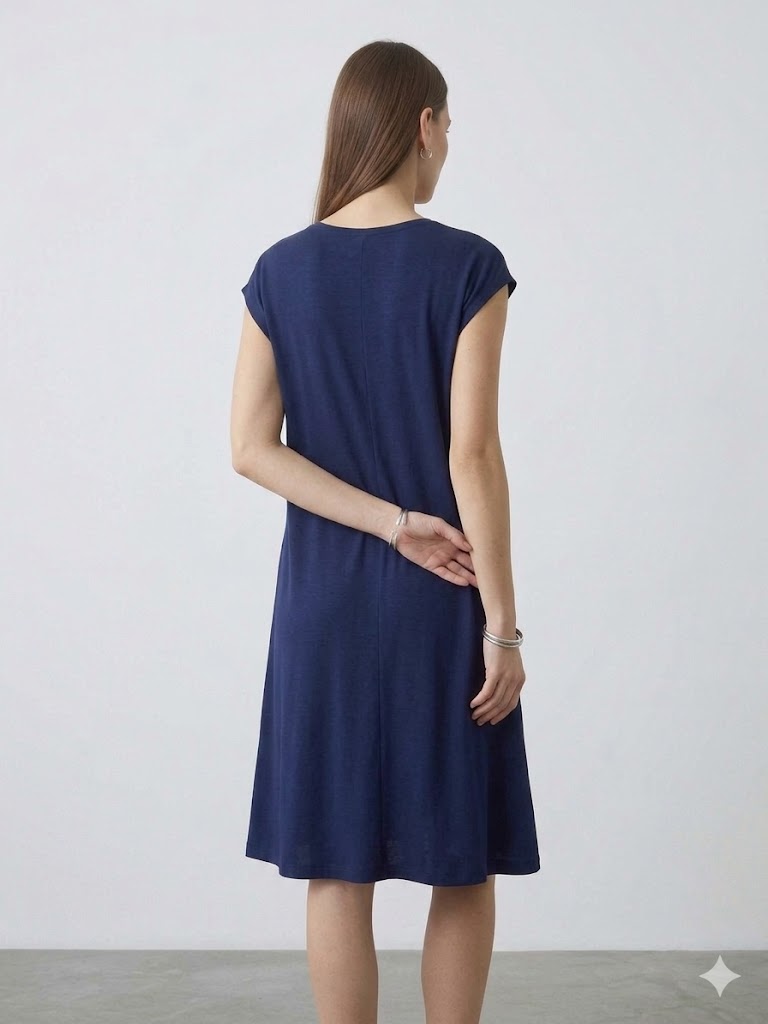 ON TRİKO Kadın Bisiklet Yaka Basic Penye Tunik 71501 - Lacivert