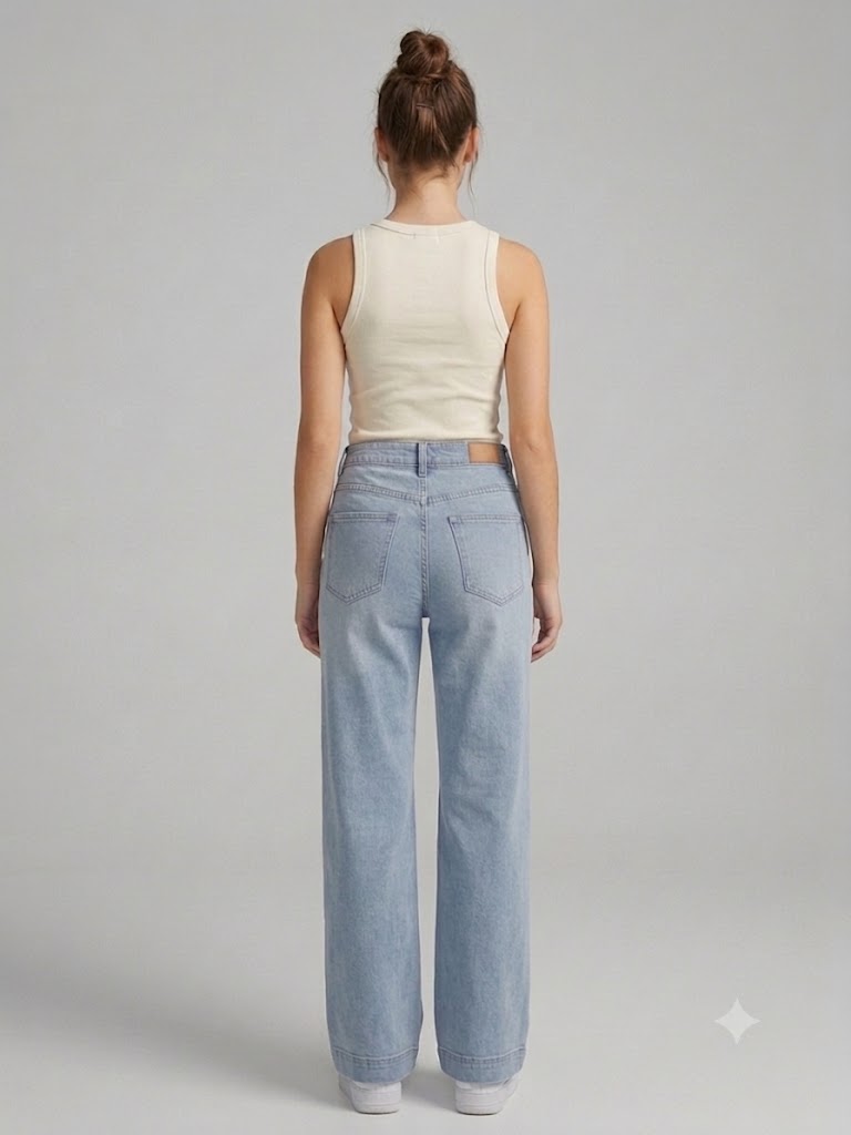 ONİX Işıltılı Sim Baskılı Wide Leg Palazzo Jean Kot Pantolon 731