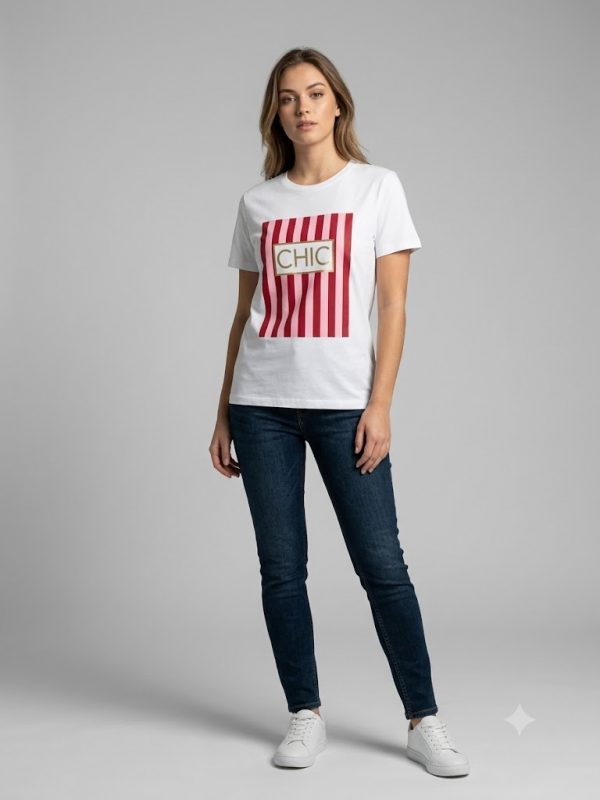 ONİX Baskılı Beyaz Bisiklet Yaka T-Shirt 2626-164