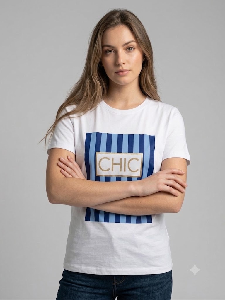 ONİX Baskılı Beyaz Bisiklet Yaka T-Shirt 2626-164 - MAVİ