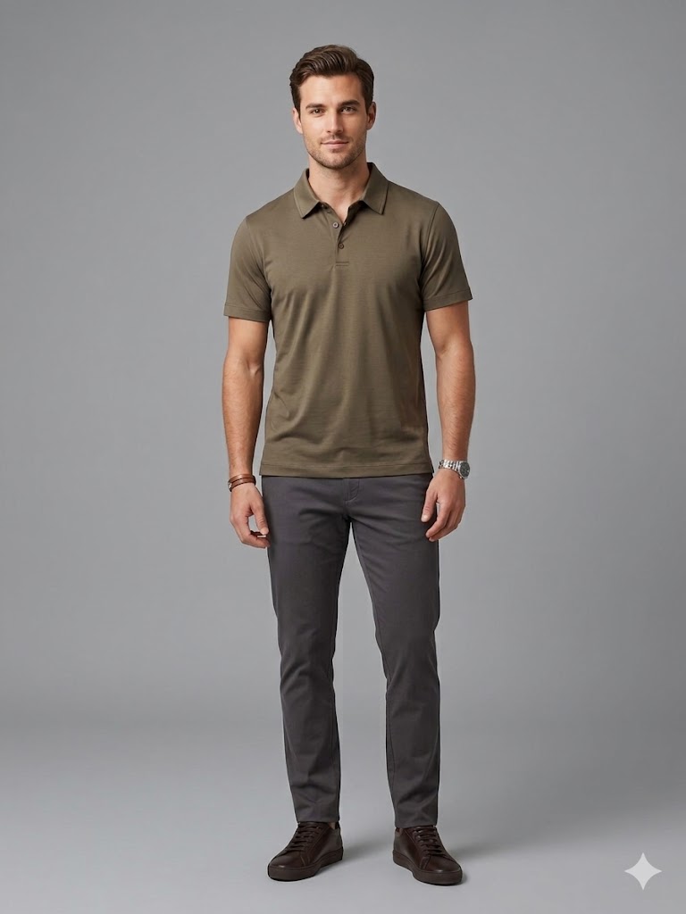 VAGANZA Erkek Polo Yaka T-Shirt Slim Fit 2036 - VİZON