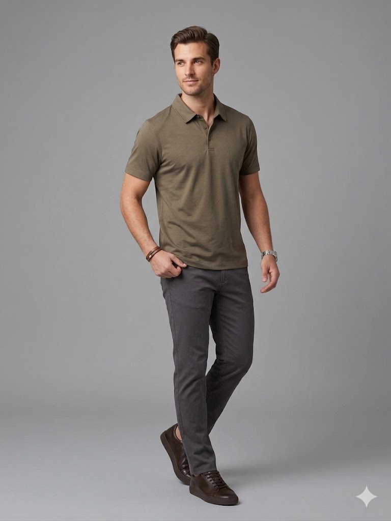 VAGANZA Erkek Polo Yaka T-Shirt Slim Fit 2036 - VİZON