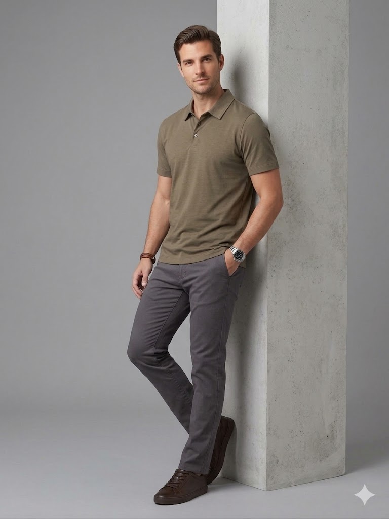 VAGANZA Erkek Polo Yaka T-Shirt Slim Fit 2036 - VİZON