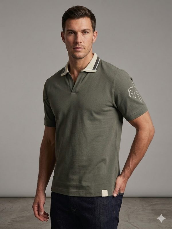 XINT Nakışlı Palmiye Logolu Polo Yaka T-Shirt 502308