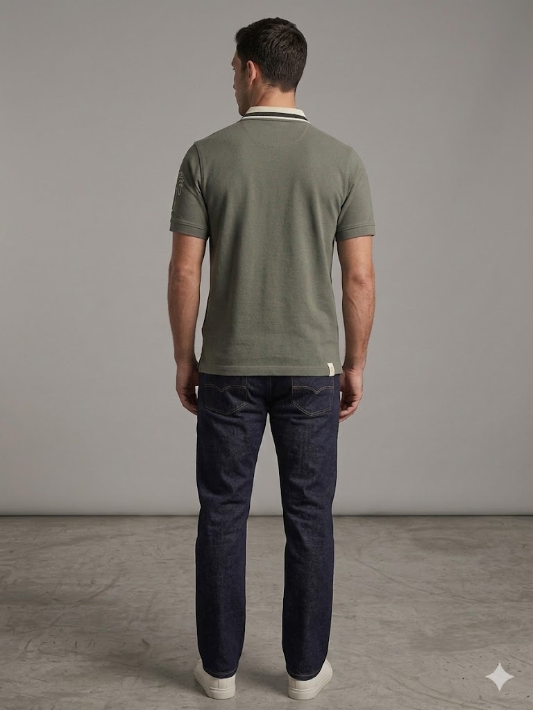 XINT Nakışlı Palmiye Logolu Polo Yaka T-Shirt 502308 - HAKİ