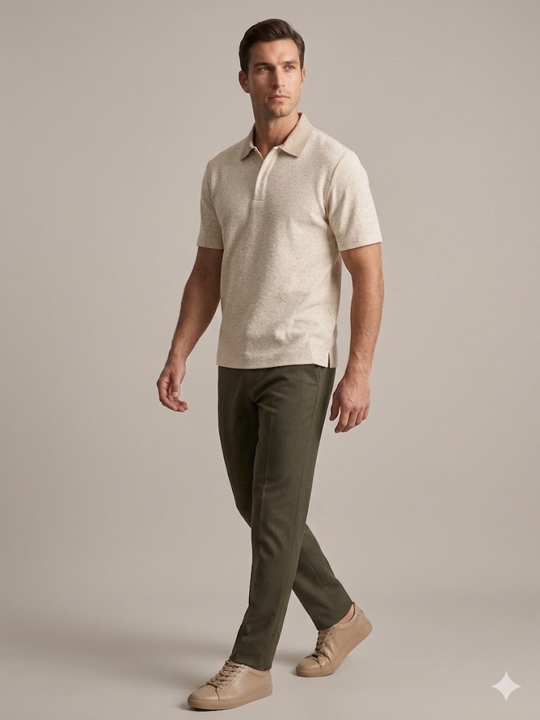 XINT Polo Yaka Dokulu Kısa Kollu T-Shirt 502358 - naturel
