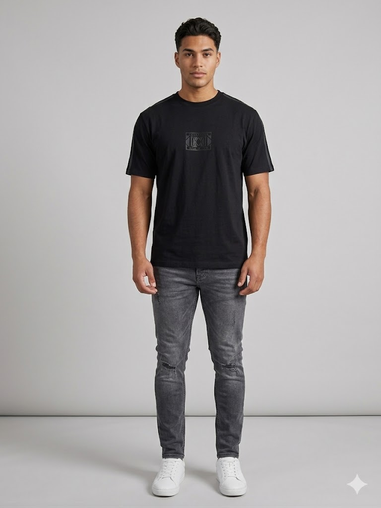 XINT Erkek Bisiklet Yaka T-Shirt 502365 - Siyah