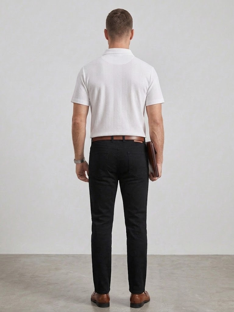 XINT Dokulu Polo Yaka T-Shirt 502388 - Beyaz