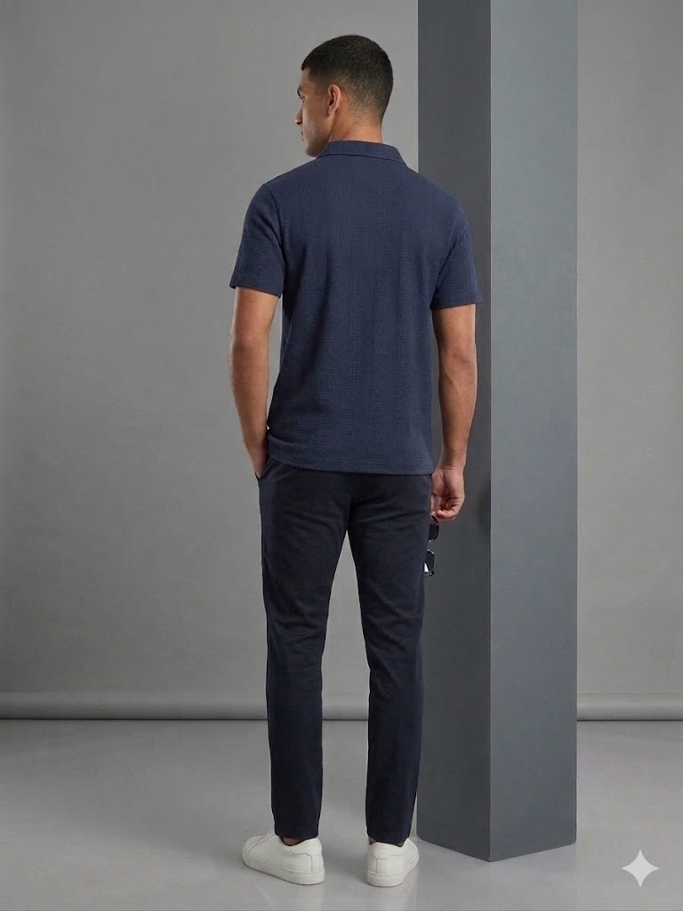 XINT Dokulu Polo Yaka T-Shirt 502388 - Lacivert