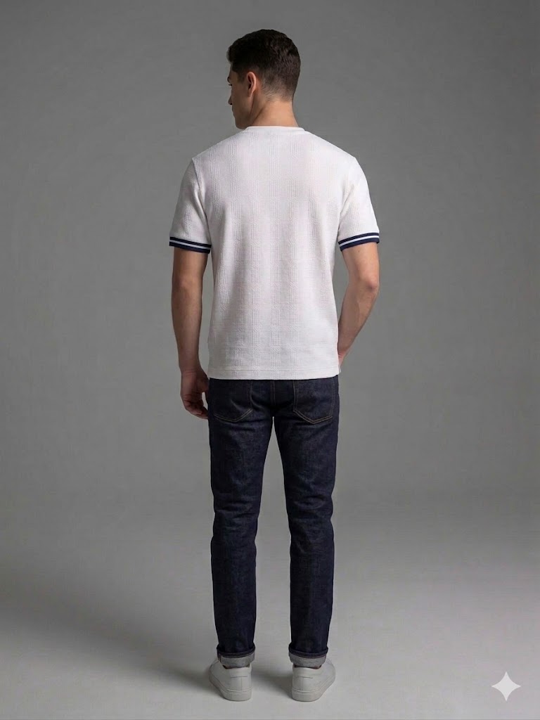 XINT Erkek Bisiklet Yaka Dokulu T-Shirt 502389 - Beyaz
