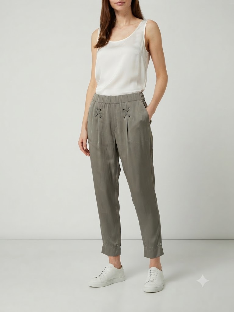 DAİDO Bağcıklı Beli Lastikli Casual Pantolon 03111 - HAKİ