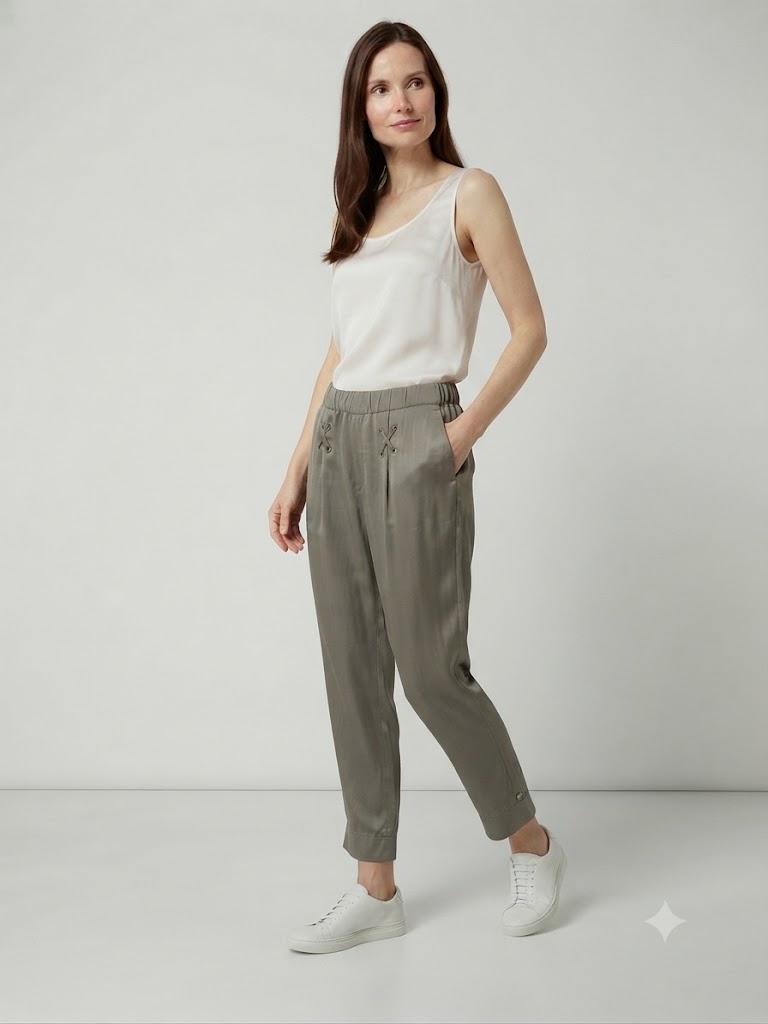 DAİDO Bağcıklı Beli Lastikli Casual Pantolon 03111 - HAKİ