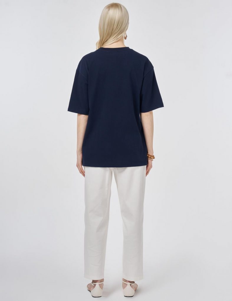 KAYRA Baskı Detaylı T-shirt  TSH02 - K.LACİVERT
