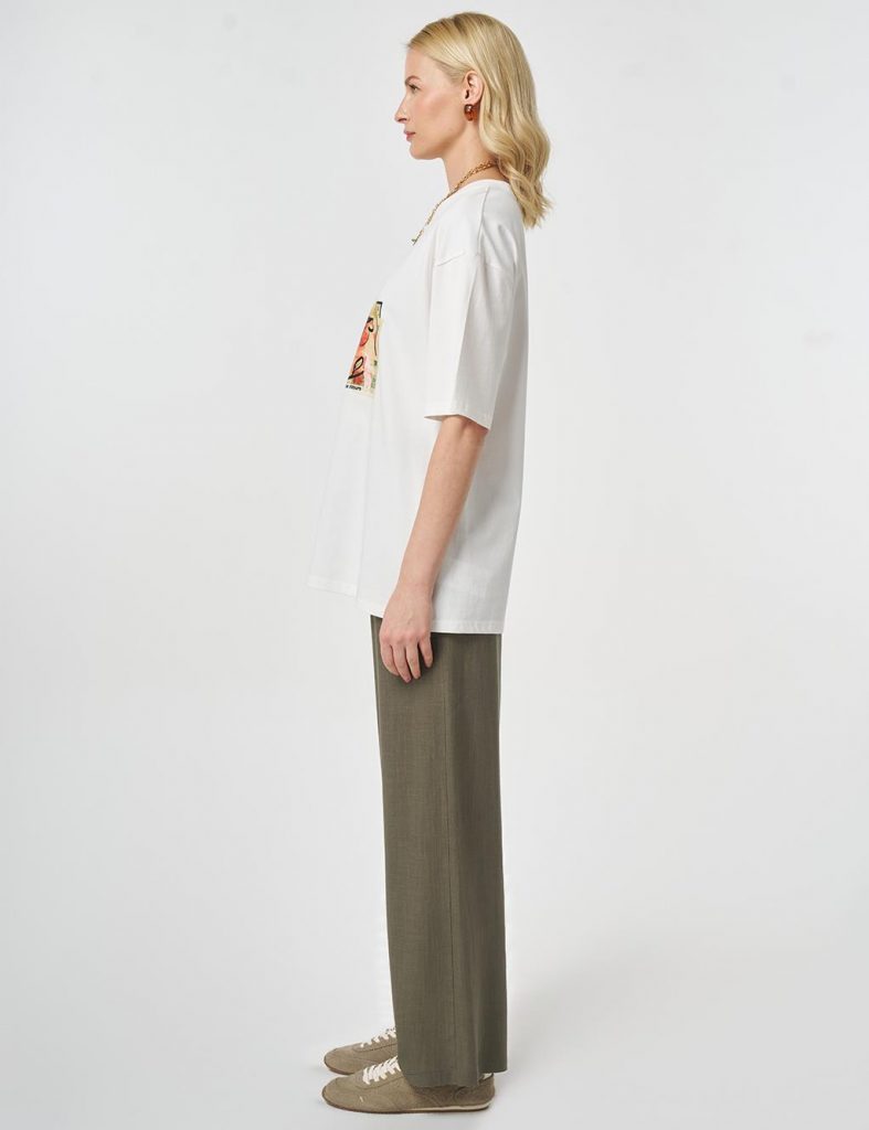 KAYRA Baskı Detaylı T-shirt  TSH02 - EKRU