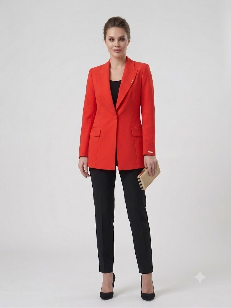 BEETHOVEN KADELLİ Kruvaze Yaka Klasik Kesim Blazer Ceket 56475 - mercan