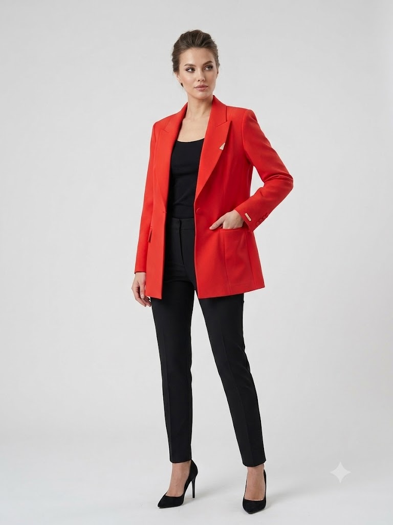 BEETHOVEN KADELLİ Kruvaze Yaka Klasik Kesim Blazer Ceket 56475 - mercan