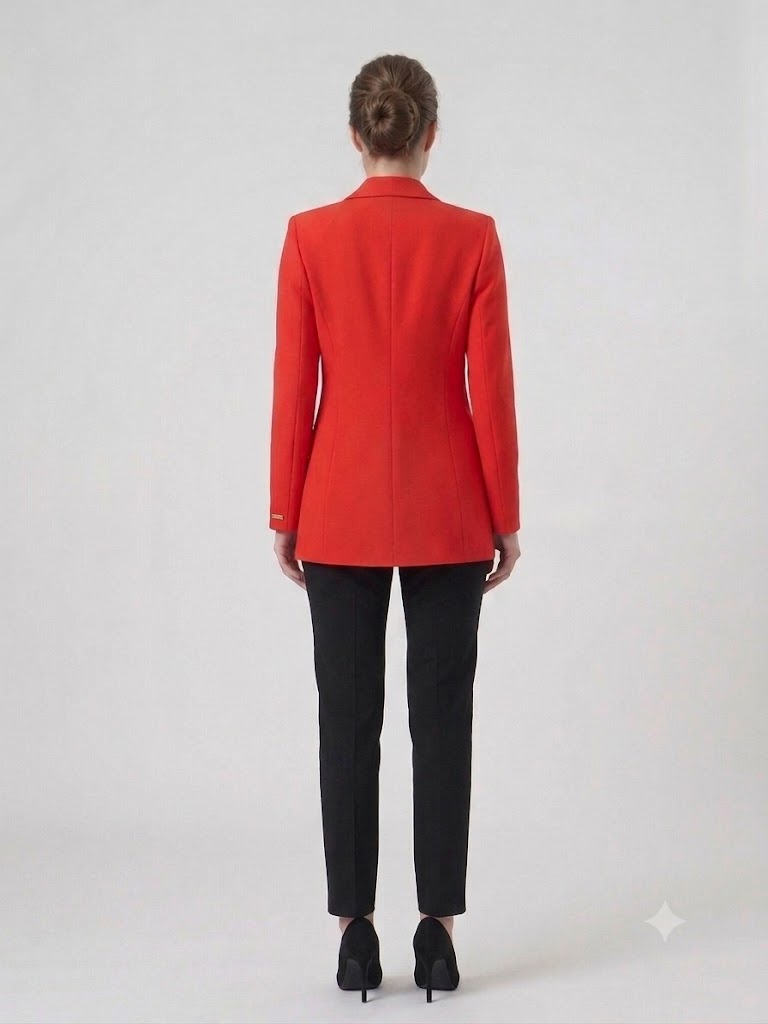 BEETHOVEN KADELLİ Kruvaze Yaka Klasik Kesim Blazer Ceket 56475 - mercan