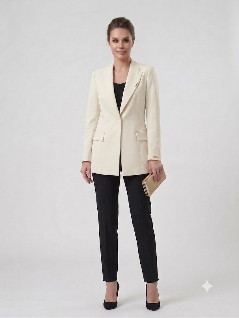BEETHOVEN KADELLİ Kruvaze Yaka Klasik Kesim Blazer Ceket 56475 - EKRU