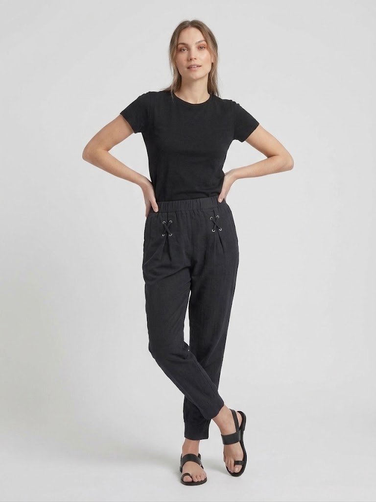 DAİDO Bağcıklı Beli Lastikli Casual Pantolon 03111 - Siyah